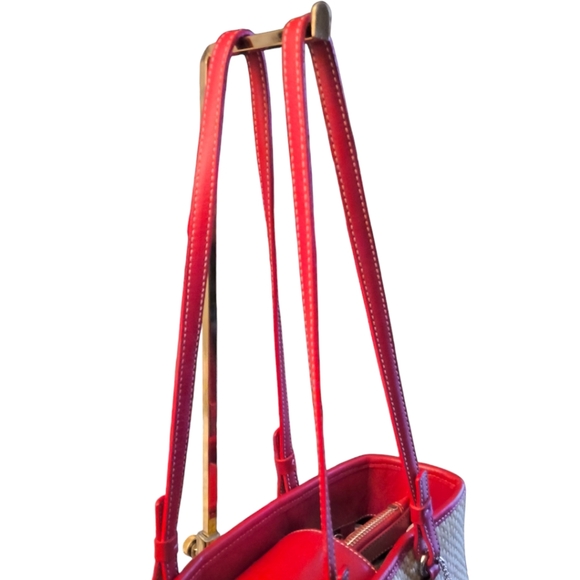 Vintage Coach Cabana Woven Straw and Red Leather Tote - Picture 13 of 13